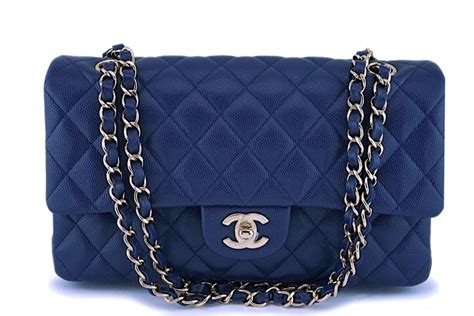 chanel classic medium navy blue caviar leather|Flap Bags .